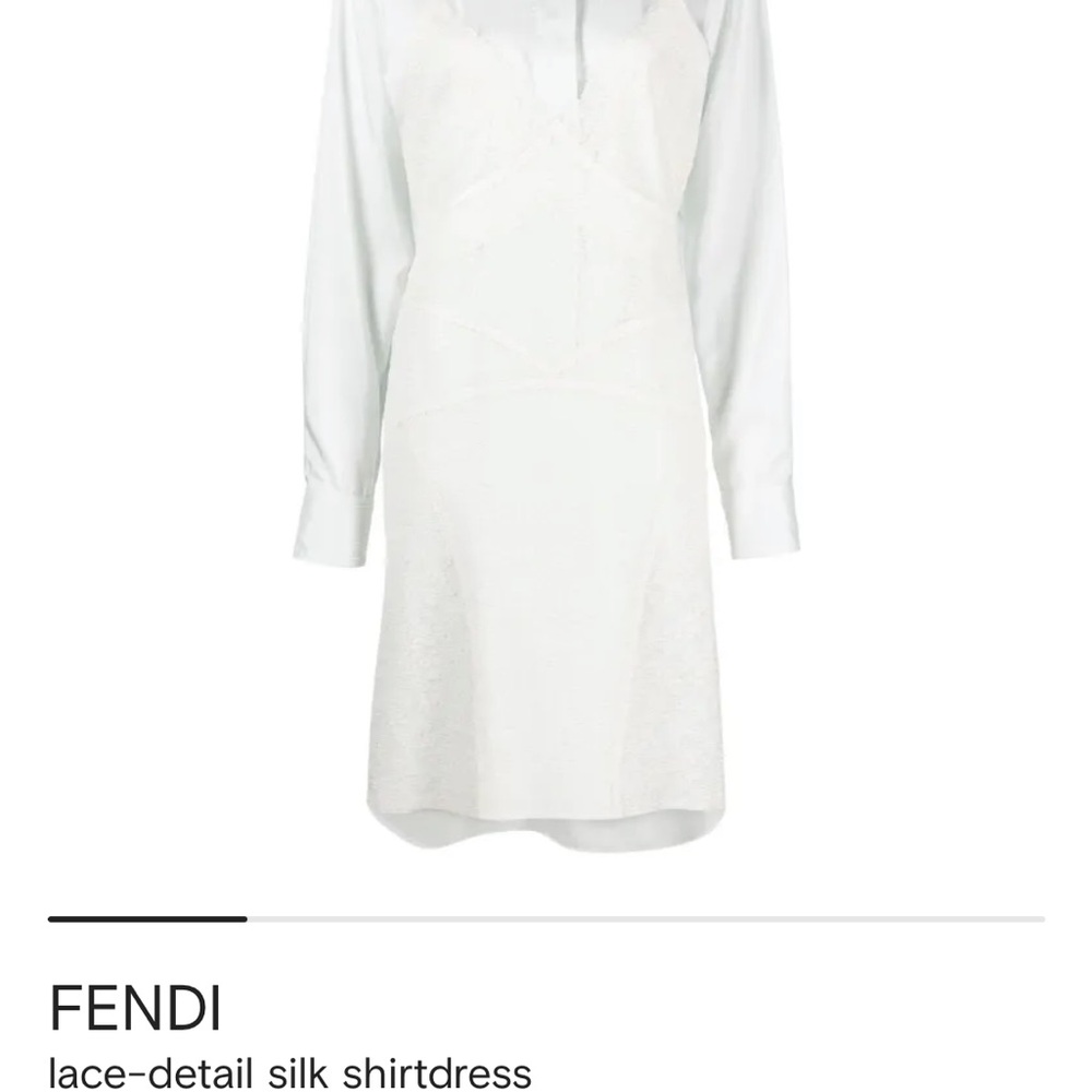Fendi White Long Sleeve Cuffed Collar Dress